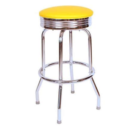 Bookazine 19715- 24 in. Floridian Swivel Counter Stool, Yellow - Chrome TI119974