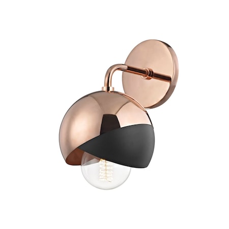 Mitzi Emma 1 Light Wall Sconce 6 In. Polished Copper/Black H168101-POC/BK