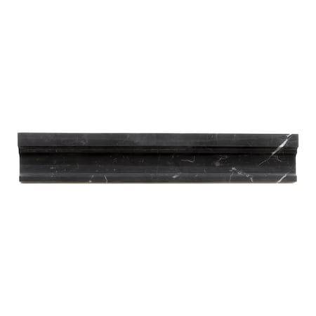 Apollo Tile Black 2x12 Eastern Black Marble Polished Chair Rail Tile Trim 1.67 sqft/case, 10PK APLMTX885PA