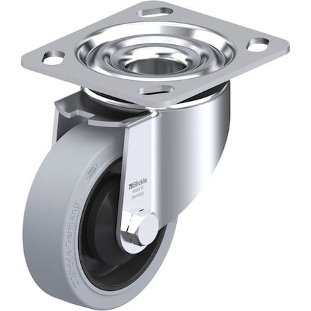 Blickle Swivel Plate Caster, Solid Rbr, 4", 440 lb., Caster Load Rating Range: Heavy-Duty LK-POEV 100KA-14-SG