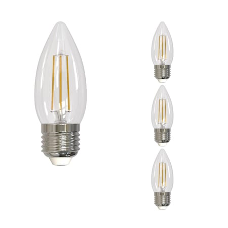 Bulbrite LED Filament 5W, Dimmable B11, Clear Glass, E26 Base, 2700K, 500 Lm, 4PK 862842