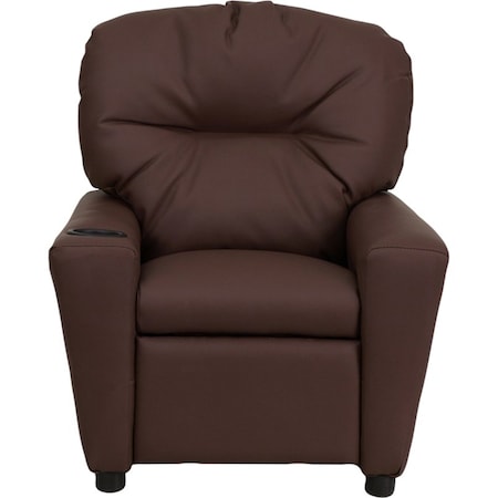 Flash Furniture Kids Recliner, 25" to 39" x 28", Upholstery Color: Brown BT-7950-KID-BRN-LEA-GG