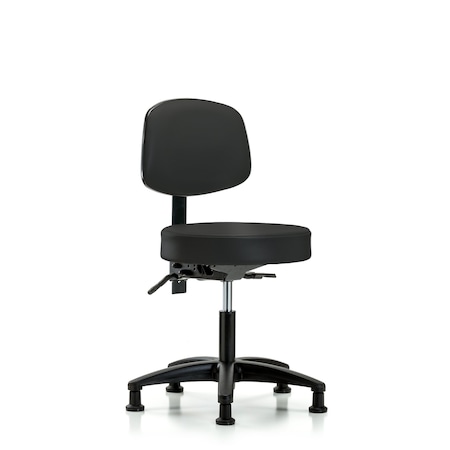 Blue Ridge Ergonomics Desk Stool, Vinyl, Bk, Tilt, Glides, BLK BR-VDHST-RG-T1-RG-8540