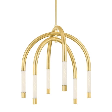 Corbett Lighting Noz Nozawa X Zeme 6 Light Chandelier 33.75 In. Vintage Polished Brass 471-34-VPB