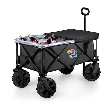 Picnic Time Family Of Brands NCAA Kansas Jayhawks Adventure Wagon Elite All-Terrain Folding Beach Wagon 741-85-679-244-0