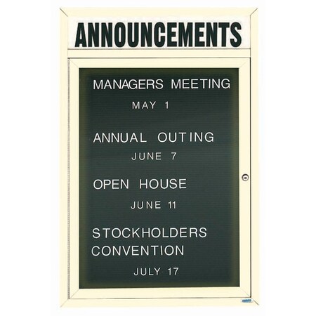 Aarco Illuminated Outdoor Enclosed Directory w/ Al Frame Header, Powder Coated Ivory, 36''Hx24''W OADC3624HIIV