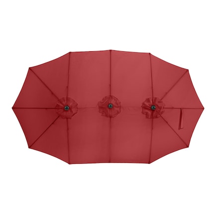 Pure Garden 15 ft Double Sun Patio Umbrella, Red, 12 Steel Ribs, 1.9 in Dia Steel Pole, Easy Crank Lift 50-LG1282