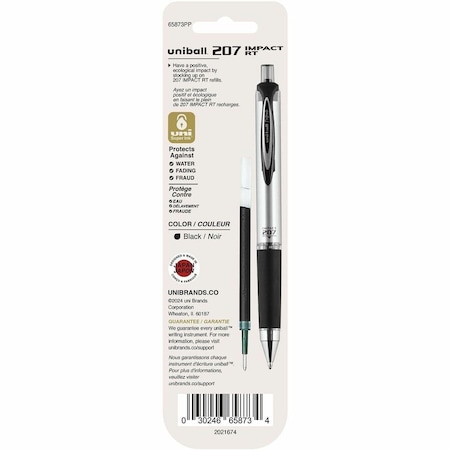 S.P. Richards Co uniball Gel Impact RT Rollerball Pen Refills, Black, 2PK UBC65873PP