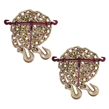 Mytee Products 3/8 20ft G70 Chain 2 and Ratchet Binder Boomer 2 Transport Chains 38CHRBx2