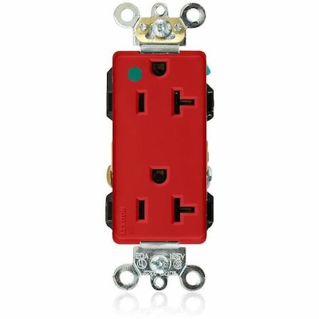 Leviton Straight Blade Receptacle, 5-20R, 20 A, 125V AC, 2 Pole, 3 Wire, Flush Mount, Self-Grounded 16362-HGR