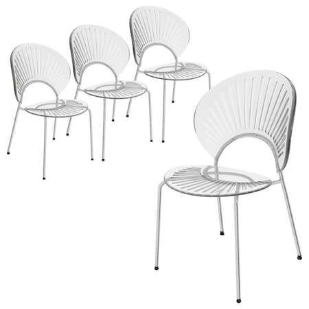 Leisuremod Opulent Modern Plastic Dining Side Chair with Chrome Metal Legs in Clear, 4PK OC20CL4