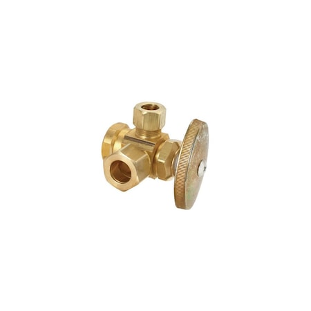 Brasscraft Stop Valve, 1/2 x 1/2 x 3/8 in Connection, FIP x Compression x Compression, 125 psi Pressure Chrome R3701RX RD