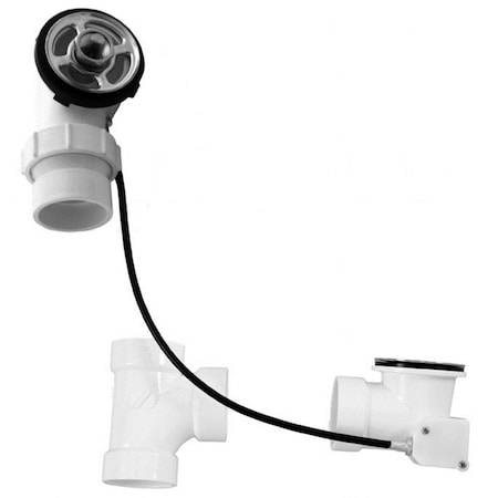 Westbrass Ball Joint Head PVC 27 in. Cable Drived Bath Waste and Overflow D50P27BJ-LT
