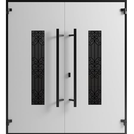 Vdomdoors Front Exterior Prehung Aluminum Double Doors Ronex1205 Bronze Oak Mirrored Clear Glass Entry Metal RONEX1205DEXD-OAK-W72xH96-LH-O