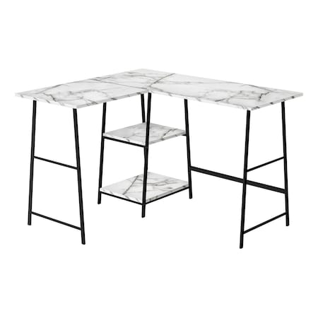 Homeroots 47" White and Black Wood and Metal Corner Trestle Computer Desk 489991