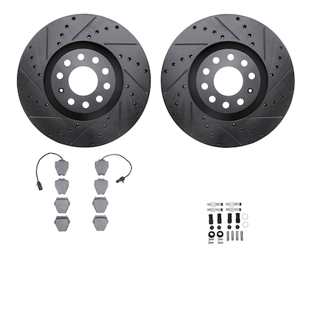 Dynamic Friction Co DFC Rotors-Drilled & Slotted-Black w/ EURO 5000 Ceramic Brake Pads Incl Hdw 8612-73031