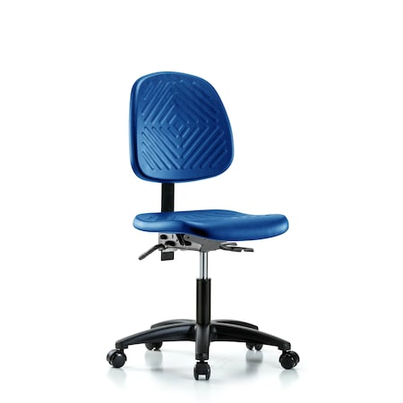 Blue Ridge Ergonomics Poly Chair, Desk, Med Back, Tilt, Casters, Blue BR-PDHCH-MB-RG-T1-A0-RC-BLU