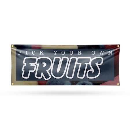 Signmission Pick Your Own Fruits, 18 Inch x 48 Inch, Vinyl Banner B-30791
