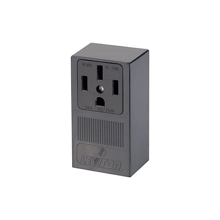 Leviton Straight Blade Receptacle, 14-50R, 50 A, 125/250V AC, 3 Pole, 4 Wire, Surface Mount, Grounded 55050-P00