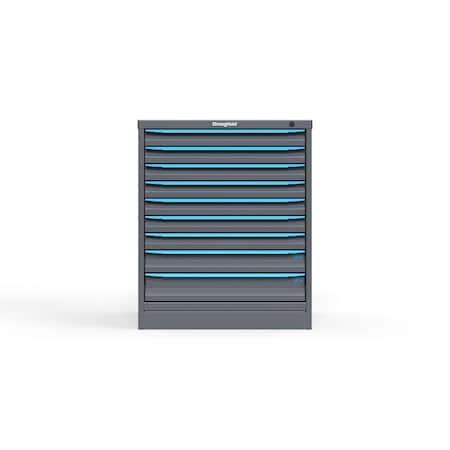 Strong Hold 9 drawer cabinet - (7x 2ft, 1x 3ft, 1x 4ft) - Blue accents - Keyed Alike S3036-PPAAS-0902FS
