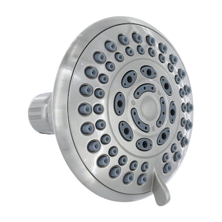 Danco Fixed Showerhead, Round, 1.8 gpm, 1/2 in Connection, 5-Spray Function, Plastic, Brushed Nickel 12019