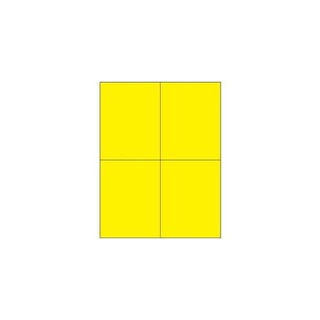 Bubblefast 4 1/4 x 5 1/2'' Fluorescent Yellow Rectangle Laser Labels-4 Labels per Sheet BFLL183YE
