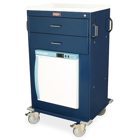 Harloff Malignant Hyperthermia Cart with 1.0 Cubic Feet Medical Grade Refrigerator, Two Drawers, Key Lock MH4216K-AC