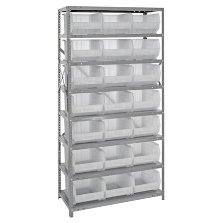 Quantum Storage Systems 8 SHELF UNIT W/21 BINS CLEAR QSBU-255CL