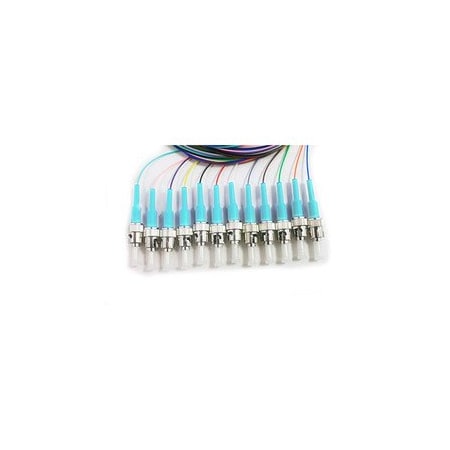 Cable Wholesale Fiber Pigtail, MM, OM3, 12 Fiber, ST/PC, 3M, Aqua Boot 15F1-41012