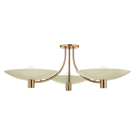 Troy Lighting Wolfe 3 Light Semi Flush 40.5 In. Patina Brass And Soft Sand C1441-PBR/SSD