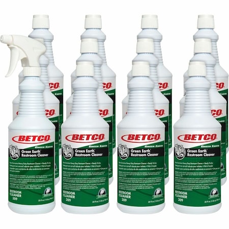 Betco Green Earth RTU Restroom Cleaner, Fresh Mint Scent, 32 oz Bottle, 12PK 3091200