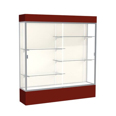 Ghent Lighted Floor Display Case 72x80x16, Plaque, Satin 3176PB-SN-MN