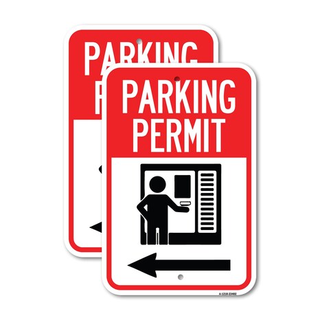 Signmission Parking Permit With Left Arrow Symbol, 18'' X 24'' 2 Signs, Heavy Gauge Aluminum, 2PK A-1824-2PACK-23402