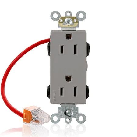 Leviton Straight Blade Receptacle, 5-15R, 15 A, 125V AC, Flush Mount, Self-Grounded M1626-SCG