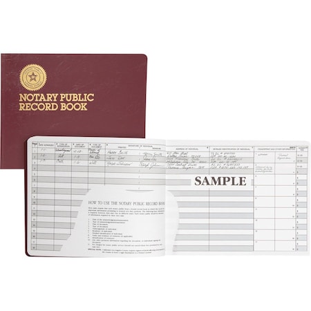 Dome Publishing Co Notary Public Record Book, 64 Pages, 8-3/8x10-1/2in Maroonin 880