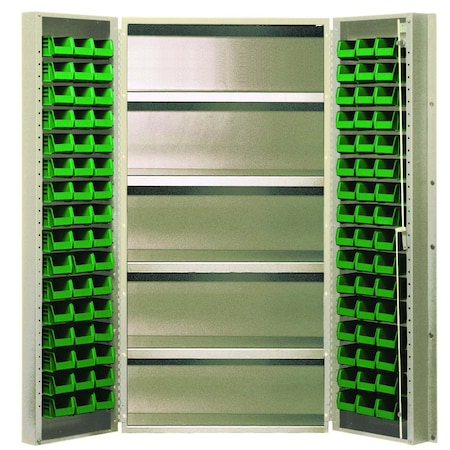 Quantum Storage Systems STORAGE BEIGE CABINET W/32 GREEN BINS QSC-BG-36-32-4ISGN