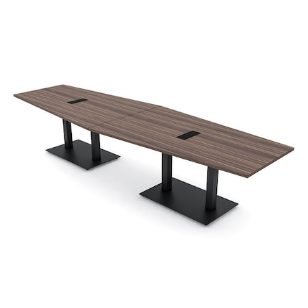 Skutchi Designs Hexagon Conference Table With Power Unit, 48 in W, 144 in L, Brown HAR-HEX.IR-48X144-DOU.BK-H3041-EBLK