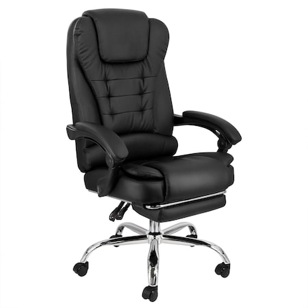 Elama High Back Adjustable Faux Leather Office Chair in Black with Adjustable Footrest ELM-F-011