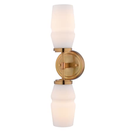 Vaxcel Warren 2-Light Brass Gold Mid-Century Modern Wall Sconce Bathroom Vanity Fixture W0532