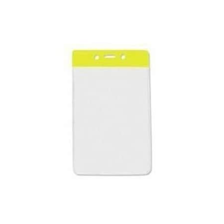 Brady BADGE HOLDER, DATA/CREDIT CARD, VERTICAL TOP-LOAD, YELLOW BAR VINYL BADGE HOLDER, SLOT 1820-1059
