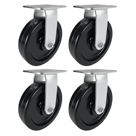 Hyw Products Heavy Duty Caster Set 8in Phenolic Wheels, 4 Rigid, 4PK 40-80R-A1-PH-4