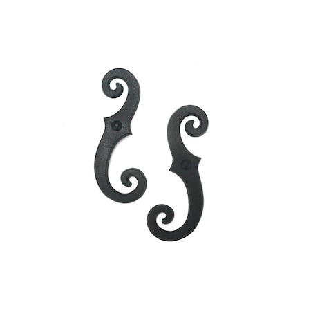 Totalturf Faux Beveled Smooth Scroll Shutter Dog, Black, Set of 2 TO1859263