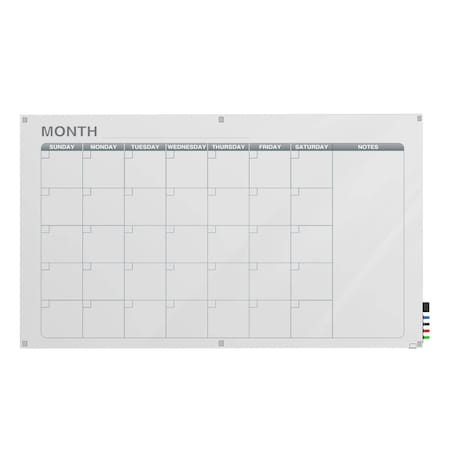Ghent 2'H x 3'W 1 Month Calendar Graphics Glassboard with Stand-Offs, Round Corners, Non Magnetic GRPHMYRN31M-23
