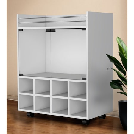 Homeroots White Rolling Bar Cart With Wine Storage 535116