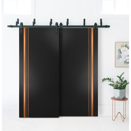 Sartodoors Sliding Closet Barn Bypass Doors with Hardware Planum 1010 Black 48x96 Solid Core Modern Interior PLANUM1010BBB-BLK-4896