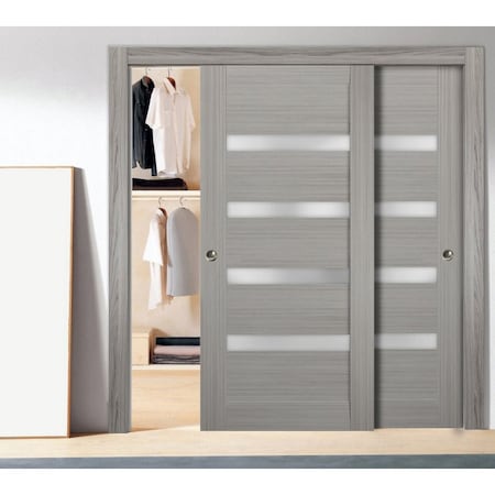 Sartodoors Sliding Closet Bypass Doors Solid Core Modern Interior QUADRO4113DBD-SS-36