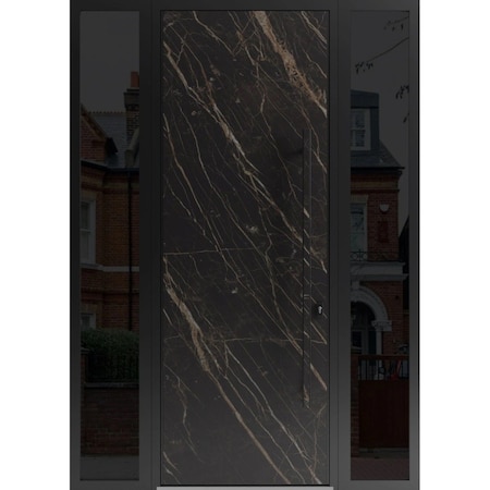 Vdomdoors Steel Door Dekton 0118 Natural Noir 96вЂќ/ 2 Side Exterior Windows Sidelites/ Entry Door Painted W1 DEKTON0118EXD-NOIR-W12+36+12xH96-LH-I