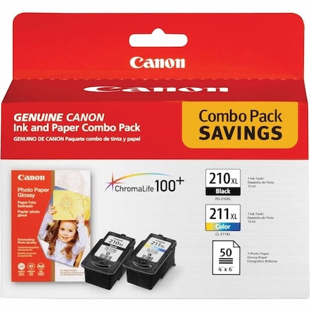 Canon Original Inkjet Ink Cartridge, Color, Black, 1 Pack, Inkjet, 12PK PG210/CL211