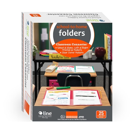 C-Line Products 8-1/2" x 11" Orange Classroom Connector School-to-Home Folders, 25/BX 32002