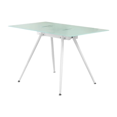 Homeroots 47" White Glass and Metal Computer Desk 489896